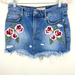 Free People Skirts | Free People Women Wild Rose Floral Embroider Denim Jean Mini Skirt Blue Size 29 | Color: Blue/Pink | Size: 8