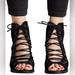 Free People Shoes | Jeffrey Campbell Free People Minimal Lace Up Bootie Sandal Black Suede 7 | Color: Black | Size: 7.5