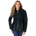 Plus Size Women's Leather Peplum Jacket by Jessica London in Black (Size 14 W)