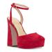 Jessica Simpson Shoes | Jessica Simpson Womens Red 1" Platform Deirae Leather Pumps Shoes 6 M | Color: Red | Size: 6