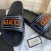 Gucci Shoes | Gucci ‘Diroo’ Black Rubber Slides Mules S12 Men’s Slip-On Flats Sandals Slippers | Color: Black/Orange | Size: 12