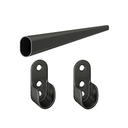MS Beschläge Wandhalter Schrankstange Kleiderstange Schwarz oval Garderobenstange 1,15 Meter Image