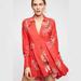 Free People Tops | Free People Large Tunic Top Mini Dress Women's Size V-Neck Fields Of Butterflies | Color: Red | Size: L