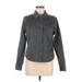 CAbi Denim Jacket: Short Gray Checkered/Gingham Jackets & Outerwear - Women's Size Medium