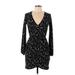 Forever 21 Casual Dress - Mini V Neck Long sleeves: Black Dresses - Women's Size Small