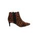 Ann Taylor Ankle Boots: Brown Leopard Print Shoes - Women's Size 8 1/2 - Pointed Toe