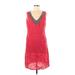 Lina Tomei Casual Dress - A-Line V-Neck Sleeveless: Red Print Dresses - New - Women's Size Medium