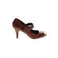 Kenneth Cole REACTION Heels: Slip On Stilleto Chic Brown Solid Shoes - Women's Size 9 - Peep Toe