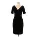 Brooks Brothers Casual Dress - Sheath V-Neck Short sleeves: Black Solid Dresses - Women's Size 6