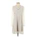 BCBGMAXAZRIA Casual Dress - A-Line High Neck Long sleeves: Ivory Solid Dresses - Women's Size X-Small