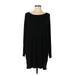 Eileen Fisher Casual Dress - Mini Boatneck Long sleeves: Black Solid Dresses - Women's Size Large