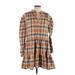 Gap Casual Dress - Shirtdress Collared Long sleeves: Brown Print Dresses - Women's Size Large Tall