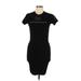 John & Jenn Casual Dress - Bodycon High Neck Short sleeves: Black Print Dresses - Women's Size Large