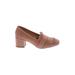 Kenneth Cole REACTION Heels: Slip-on Chunky Heel Work Tan Print Shoes - Women's Size 10 - Almond Toe