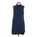 Equipment Casual Dress - Shift High Neck Sleeveless: Blue Print Dresses - Women's Size X-Small