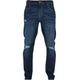 Bequeme Jeans URBAN CLASSICS "Herren Distressed Stretch Denim Pants" Gr. 30, Normalgrößen, blau (darkblue destroyed washed) Herren Jeans