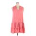 Nine West Casual Dress - Mini V Neck Sleeveless: Pink Print Dresses - Women's Size X-Large