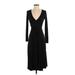 ASOS Casual Dress - Midi V Neck 3/4 sleeves: Black Print Dresses - Women's Size 0