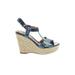 Sofft Wedges: Blue Color Block Shoes - Women's Size 8