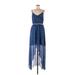 Guess Casual Dress - Midi V Neck Sleeveless: Blue Dresses - New - Women's Size Medium