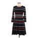 Vince Camuto Casual Dress - Sweater Dress: Black Stripes Dresses - New - Women's Size Medium