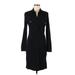 Elie Tahari Casual Dress - Sheath Collared Long sleeves: Black Print Dresses - Women's Size 6