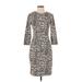 J. McLaughlin Casual Dress - Sheath High Neck 3/4 sleeves: Brown Dresses - Women's Size X-Small