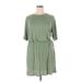 Old Navy Casual Dress - Mini High Neck Short sleeves: Green Solid Dresses - Women's Size X-Large
