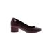 Tory Burch Heels: Pumps Chunky Heel Minimalist Burgundy Print Shoes - Women's Size 5 - Almond Toe