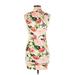 American Apparel Cocktail Dress - Bodycon High Neck Sleeveless: Pink Floral Dresses - Women's Size Large