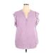 Old Navy Short Sleeve Henley Shirt: Purple Print Tops - Women's Size 2X-Large