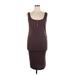 Shein Cocktail Dress - Bodycon Scoop Neck Sleeveless: Brown Solid Dresses - Women's Size X-Large