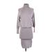 Zara Casual Dress High Neck Long sleeves: Gray Solid Dresses - Women's Size Small