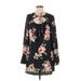 Band of Gypsies Casual Dress - Shift: Black Floral Dresses - Women's Size X-Small