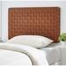 Ditmas Solid Wooden Brown Leather Basket Weaved Floating Twin Size Headboard