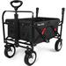 Folding Push Wagon Cart Collapsible Utility Camping Grocery Canvas Fabric Portable Rolling Buggies Outdoor Garden Cart Wagons