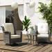 3 Pieces Patio Bistro Set with Rattan Rocking Chair Side Table