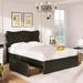 Full Size Bed Frame with 4 Storage Drawers,Leather Upholstered Platform Heavy Duty Bed,Wood Slat Support