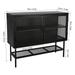 43 inch Industrial Metal Sideboard Storage Cabinet,Buffet Cabinet with Double Mesh Doors and Open Shelf