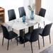 7-Piece Faux Marble Dining Table Set, Rectangular Kitchen Table for 6-8, Modern Faux Marble Dining Room Table with 6 Chairs