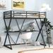 Black Twin Size Loft Bed With Desk,Ladder And Full-Length Guardrails,X-Shaped Frame,Perfect For Kids Bedroom