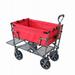 Double Decker Heavy Duty Steel Frame Collapsible 150 Pound Capacity Yard Cart Utility Garden Wagon w/ Lower Storage Shelf