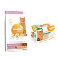 2x3kg Vitality Adult & Senior IAMS Dry Cat Food + 12x85g IAMS Delights Wet Cat Food