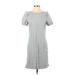 Nine West Casual Dress - Shift Crew Neck Short sleeves: Gray Solid Dresses - Women's Size Small