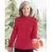 Blair Women's Essential Cotton Long-Sleeve Solid Mockneck - Red - XL - Misses