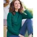 Blair Women's Essential Cotton Long-Sleeve Solid Mockneck - Green - M - Misses