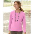 Blair Women's Essential Cotton Solid Jewelneck Tee - Pink - L - Misses