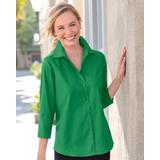 Blair Women's Foxcroft® Non-Iron Perfect-Fit Three-Quarter-Sleeve Shirt - Green - 10P - Petite