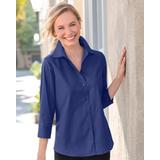 Blair Women's Foxcroft® Non-Iron Perfect-Fit Three-Quarter-Sleeve Shirt - Purple - 16P - Petite