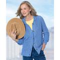 Blair Women's Shaker-Stitch Rib-Collar Cardigan - Blue - M - Misses